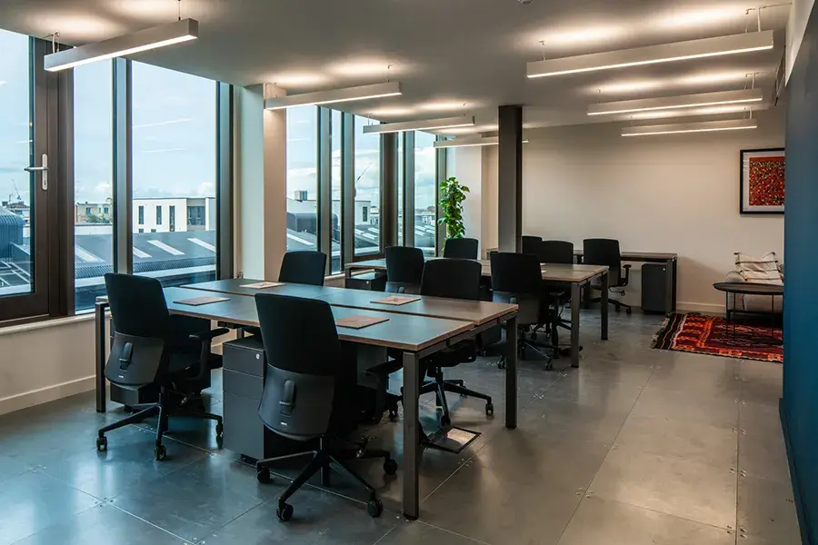 Team in a bright London office space